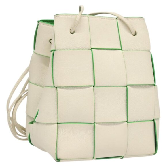 BOTTEGA VENETA MAXI INTRECCIATO Parakeet Small Cassette Bag Leather Auth hk2467 - Picture 1 of 16